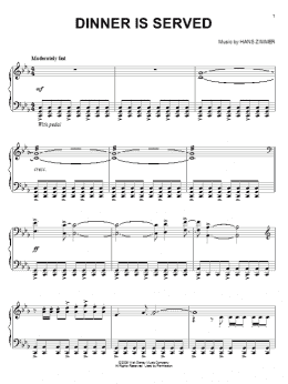 page one of Dinner Is Served (from Pirates Of The Caribbean: Dead Man's Chest) (Piano Solo)