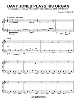 page one of Davy Jones Plays His Organ (from Pirates Of The Caribbean: Dead Man's Chest) (Piano Solo)