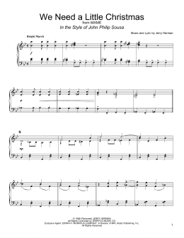 page one of We Need A Little Christmas (in the style of John Philip Sousa) (arr. David Pearl) (Piano Solo)