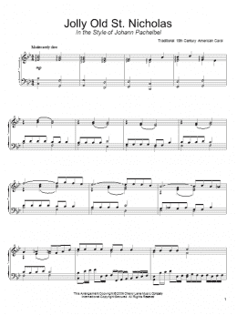 page one of Jolly Old St. Nicholas (in the style of Johann Pachelbel) (arr. David Pearl) (Piano Solo)