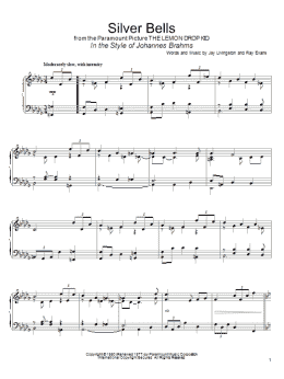 page one of Silver Bells (in the style of Johannes Brahms) (arr. David Pearl) (Piano Solo)
