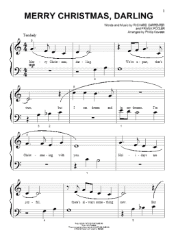 page one of Merry Christmas, Darling (arr. Phillip Keveren) (Beginning Piano Solo)