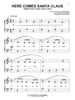 page one of Here Comes Santa Claus (Right Down Santa Claus Lane) (arr. Phillip Keveren) (Beginning Piano Solo)