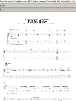 page one of Tell Me Baby (Guitar Tab)