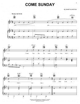 page one of Come Sunday (Piano, Vocal & Guitar Chords (Right-Hand Melody))