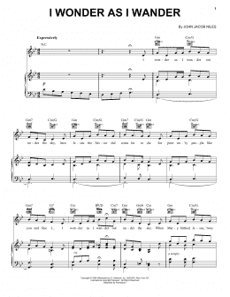 page one of I Wonder As I Wander (Piano, Vocal & Guitar Chords (Right-Hand Melody))