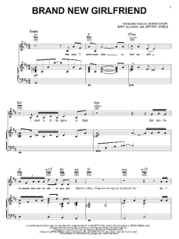 page one of Brand New Girlfriend (Piano, Vocal & Guitar Chords (Right-Hand Melody))