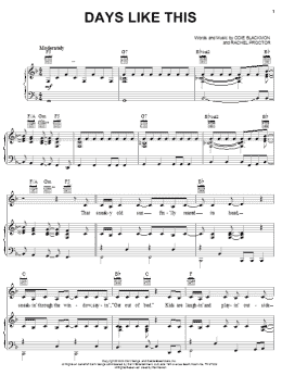 page one of Days Like This (Piano, Vocal & Guitar Chords (Right-Hand Melody))