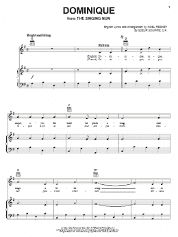 page one of Dominique (Piano, Vocal & Guitar Chords (Right-Hand Melody))