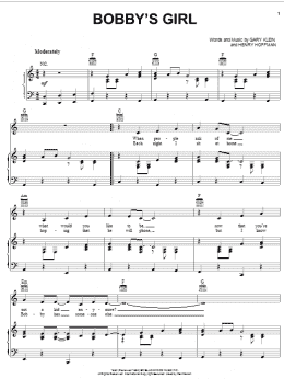 page one of Bobby's Girl (Piano, Vocal & Guitar Chords (Right-Hand Melody))
