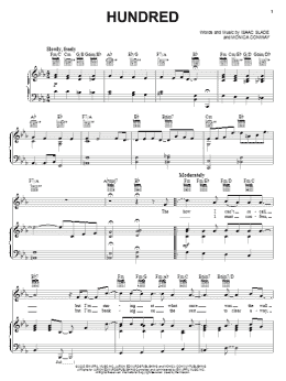 page one of Hundred (Piano, Vocal & Guitar Chords (Right-Hand Melody))