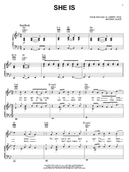 page one of She Is (Piano, Vocal & Guitar Chords (Right-Hand Melody))