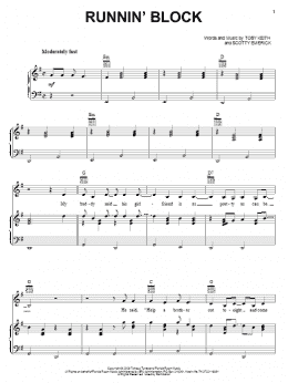 page one of Runnin' Block (Piano, Vocal & Guitar Chords (Right-Hand Melody))