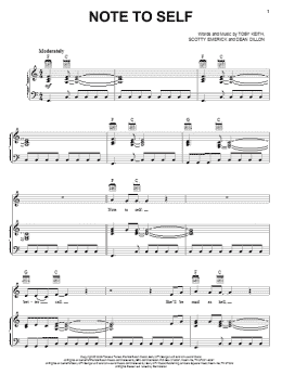 page one of Note To Self (Piano, Vocal & Guitar Chords (Right-Hand Melody))