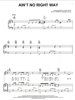 page one of Ain't No Right Way (Piano, Vocal & Guitar Chords (Right-Hand Melody))