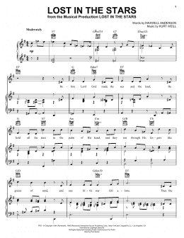 page one of Lost In The Stars (Piano, Vocal & Guitar Chords (Right-Hand Melody))