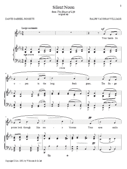 page one of Silent Noon (Vaughan Williams) (Piano & Vocal)