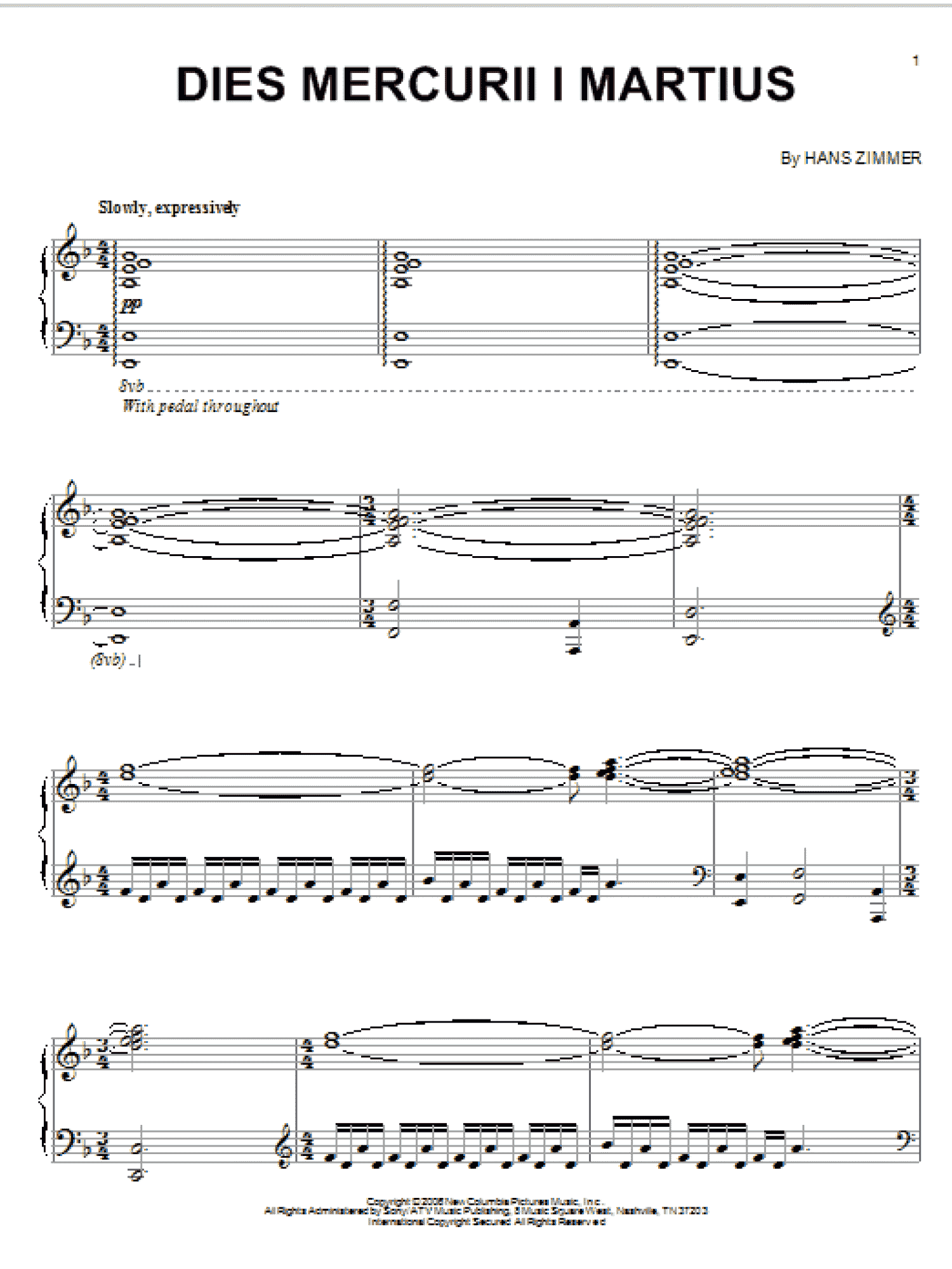 Dies Mercurii I Martius (Piano Solo)