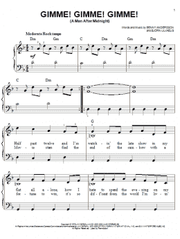 page one of Gimme! Gimme! Gimme! (A Man After Midnight) (Easy Piano)