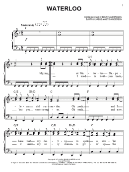 page one of Waterloo (Easy Piano)