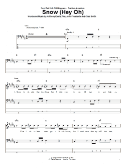 page one of Snow (Hey Oh) (Bass Guitar Tab)