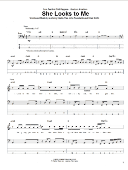page one of She Looks To Me (Bass Guitar Tab)
