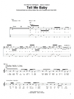 page one of Tell Me Baby (Bass Guitar Tab)
