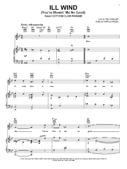page one of Ill Wind (You're Blowin' Me No Good) (Piano, Vocal & Guitar Chords (Right-Hand Melody))