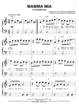 page one of Mamma Mia (Big Note Piano)