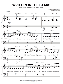 page one of Written In The Stars (from Aida) (Big Note Piano)