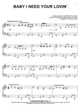 page one of Baby I Need Your Lovin' (arr. Phillip Keveren) (Piano Solo)