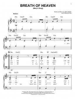page one of Breath Of Heaven (Mary's Song) (Easy Piano)