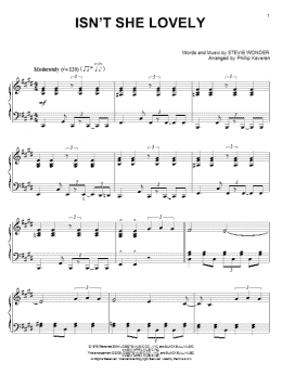 page one of Isn't She Lovely (arr. Phillip Keveren) (Piano Solo)