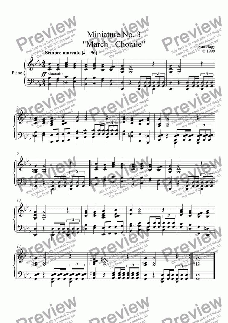 page one of MINIATURES, No. 3 "Marche Chorale" (Piano)