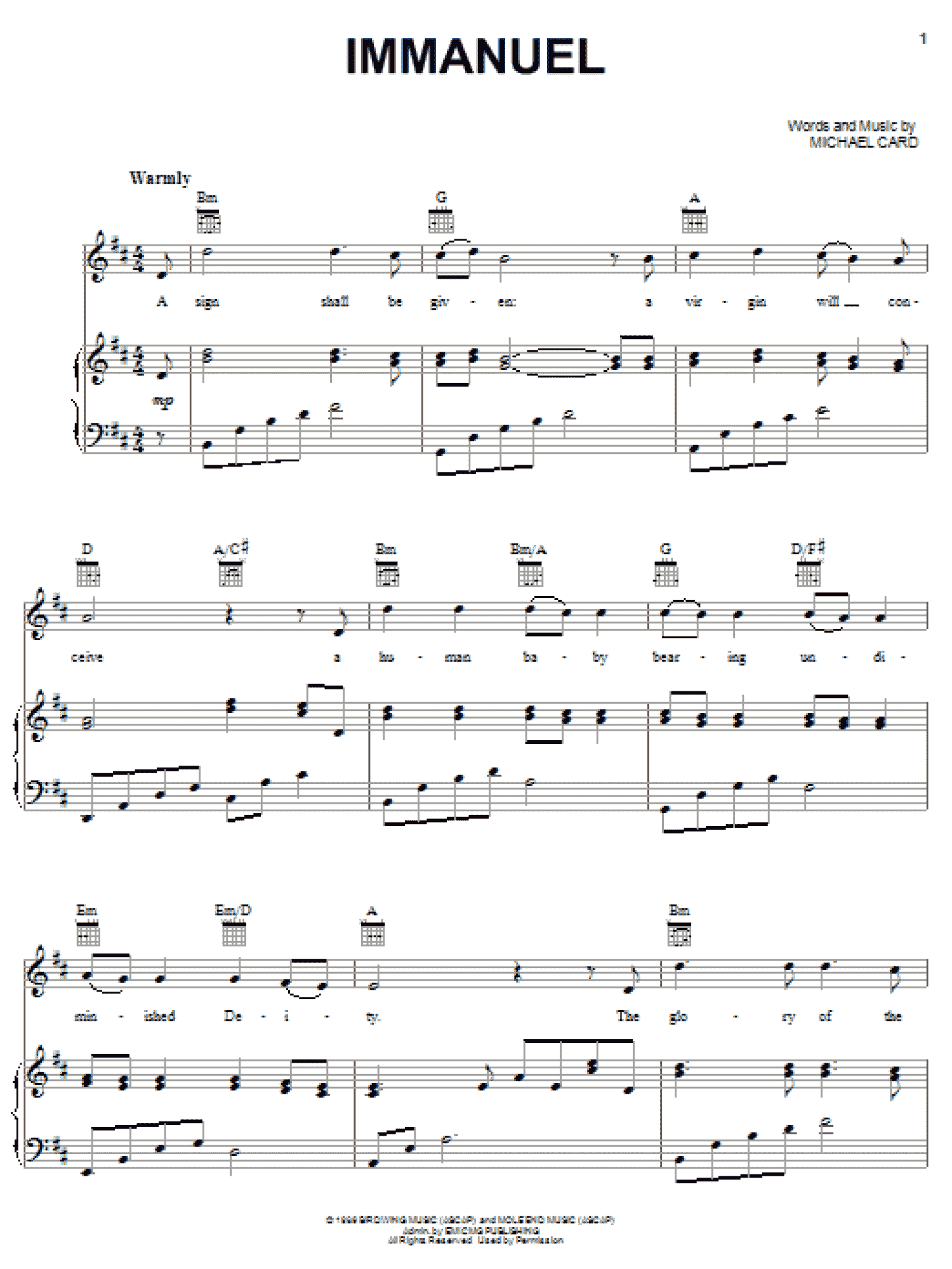Immanuel (Piano, Vocal & Guitar Chords (Right-Hand Melody))