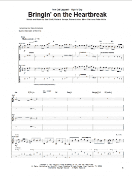 page one of Bringin' On The Heartbreak (Guitar Tab)