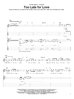 page one of Too Late For Love (Guitar Tab)