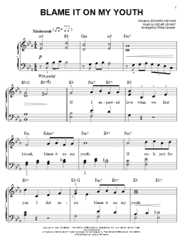 page one of Blame It On My Youth (arr. Phillip Keveren) (Easy Piano)