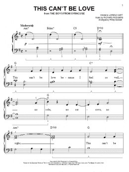 page one of This Can't Be Love (arr. Phillip Keveren) (Easy Piano)