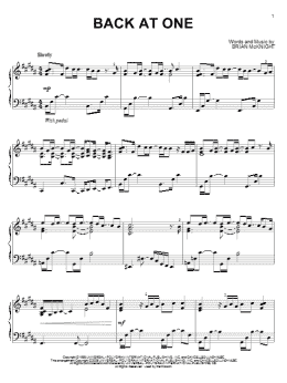 page one of Back At One (Piano Solo)