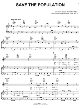 page one of Save The Population (Piano, Vocal & Guitar Chords (Right-Hand Melody))