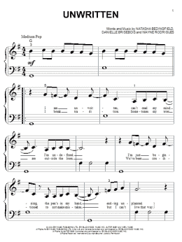 page one of Unwritten (Big Note Piano)