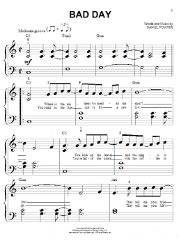 page one of Bad Day (Big Note Piano)