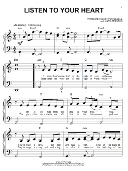 page one of Listen To Your Heart (Big Note Piano)