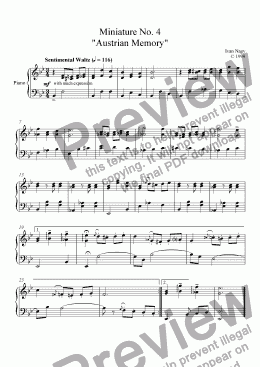 page one of MINIATURES, No. 4 "Austrian Memory" (Piano)
