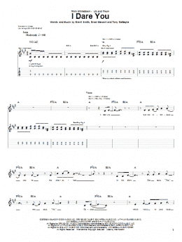 page one of I Dare You (Guitar Tab)