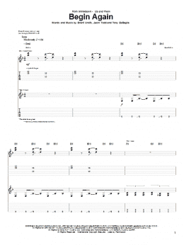 page one of Begin Again (Guitar Tab)
