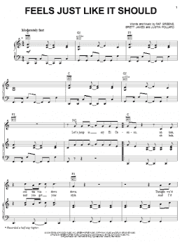 page one of Feels Just Like It Should (Piano, Vocal & Guitar Chords (Right-Hand Melody))