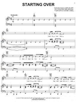 page one of Starting Over (Piano, Vocal & Guitar Chords (Right-Hand Melody))