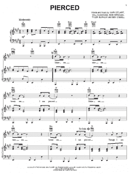 page one of Pierced (Piano, Vocal & Guitar Chords (Right-Hand Melody))
